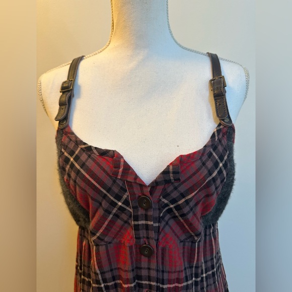 Free People Open Road Red Plaid Dress 12 NWT plus - Picture 12 of 15